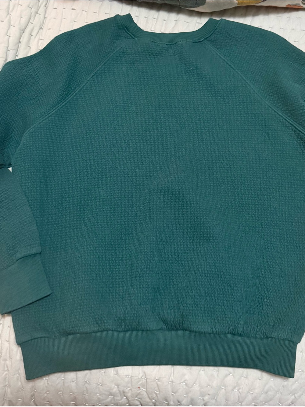 PerfectWhiteTee Dark Teal Textured Crewneck Sweatshirt - Picture 2 of 4